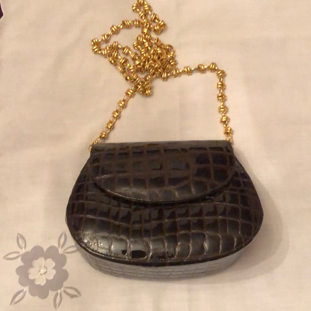 Chocolates Brown Patent Leather Handbag
